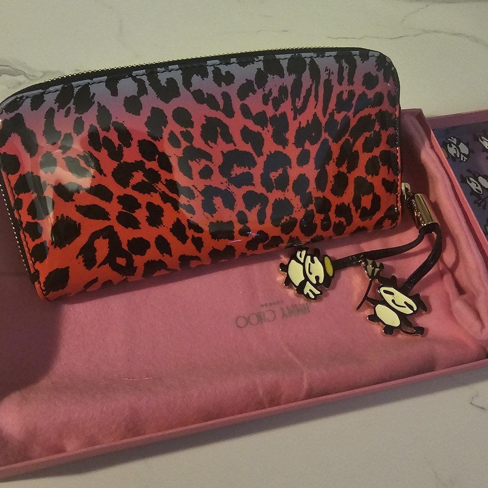 Jimmy Choo Pink and Black Leopard Wallet